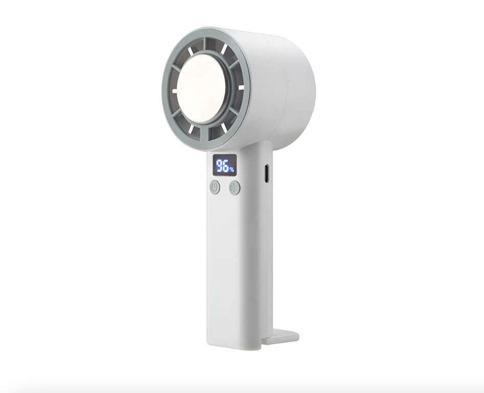 IRM Mini Ventilador De Mano Portátil Soporte Plegable Y Pantalla Blanco