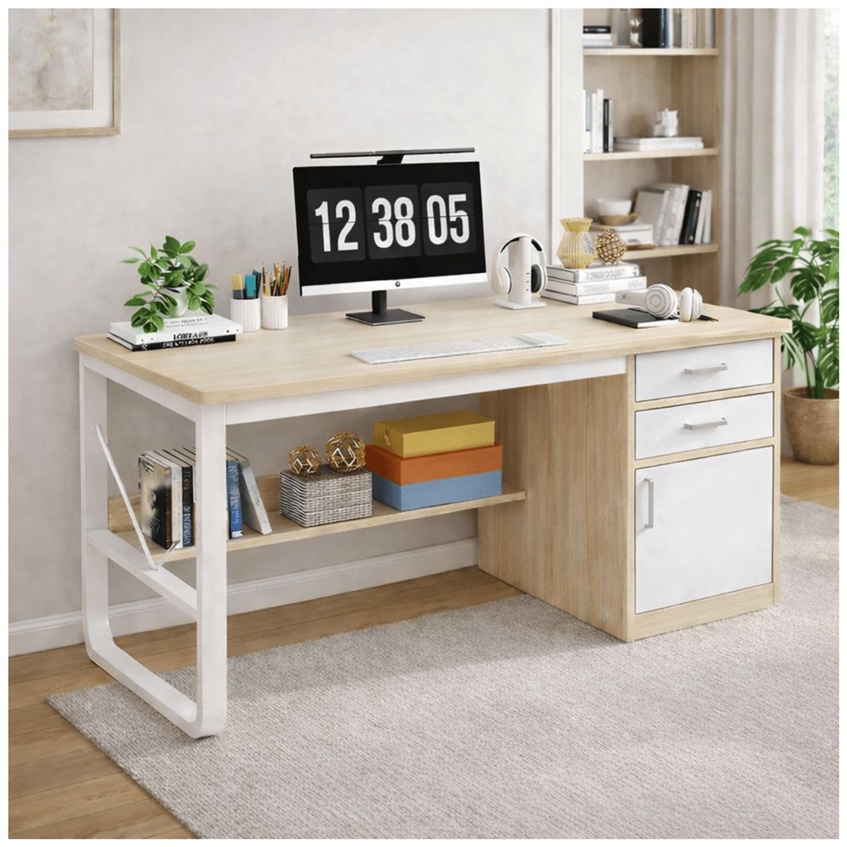 HOMER DESIGN - Escritorio Moderno Con Cajoneras 100x60x72cm Para Oficina