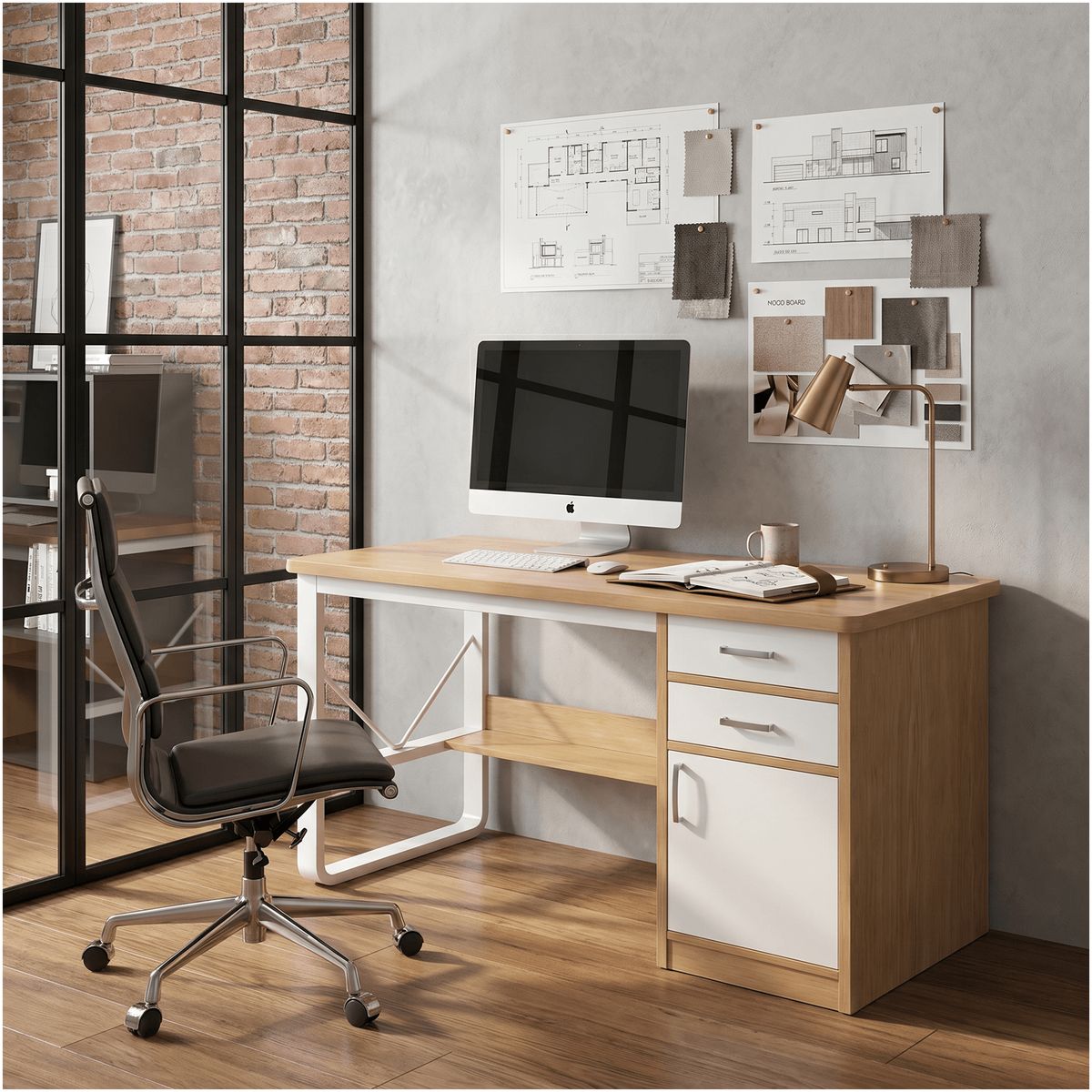 Escritorio Moderno Con Cajoneras 100x60x72cm Para Oficina, marca HOMER DESIGN - Foto Principal