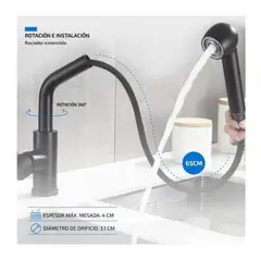GENERICO - Grifería Para Cocina Extensible Monocomando Canilla De Acero