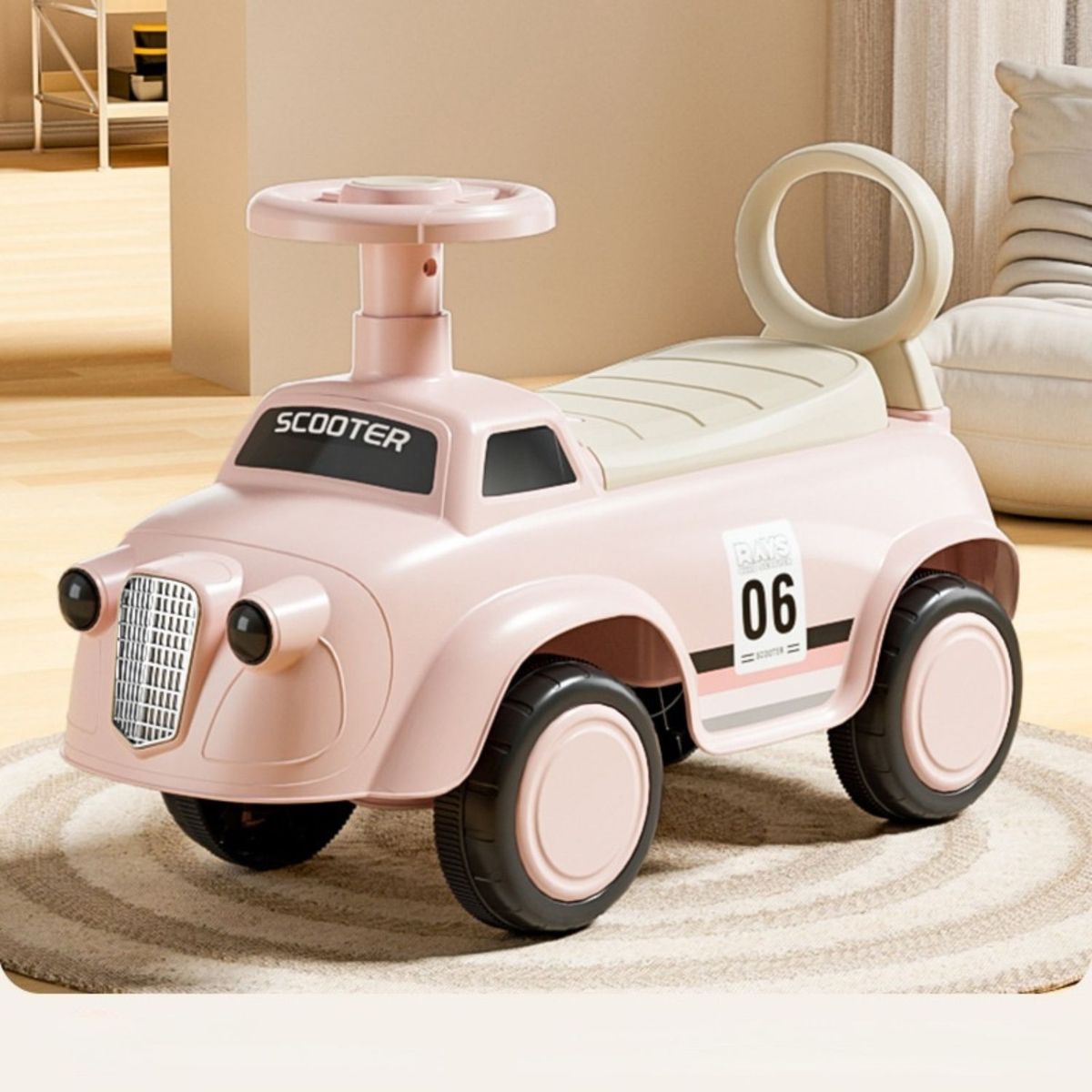 BABYLUNA - Andador Correpasillos Auto Infantil Con Música Rosado