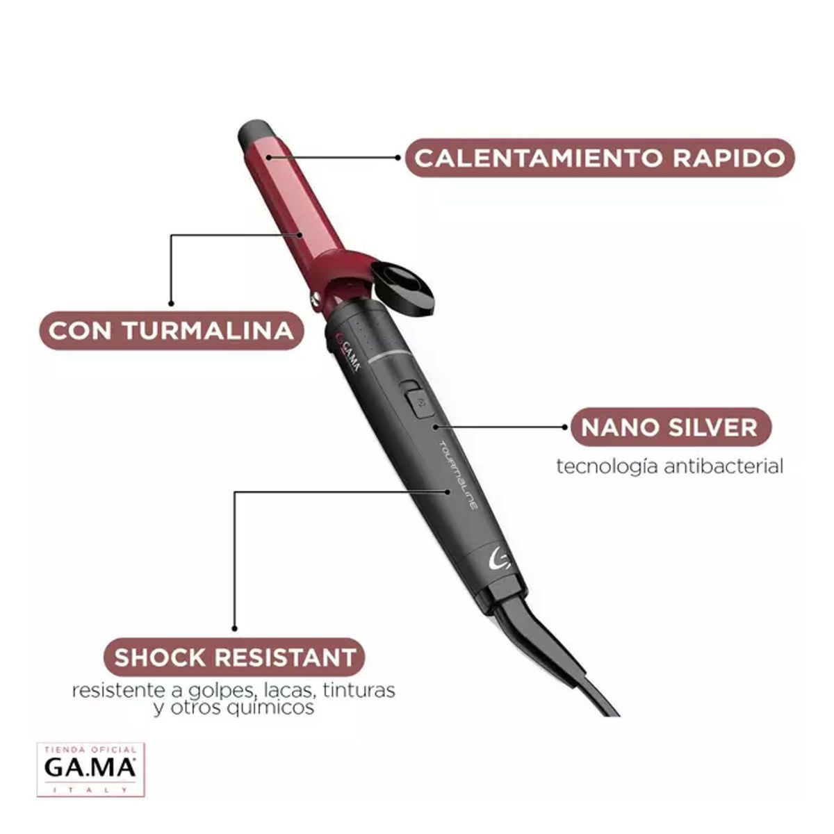GAMA - ONDULADOR DE PELO TOURMALINE 19MM NANO SILVER