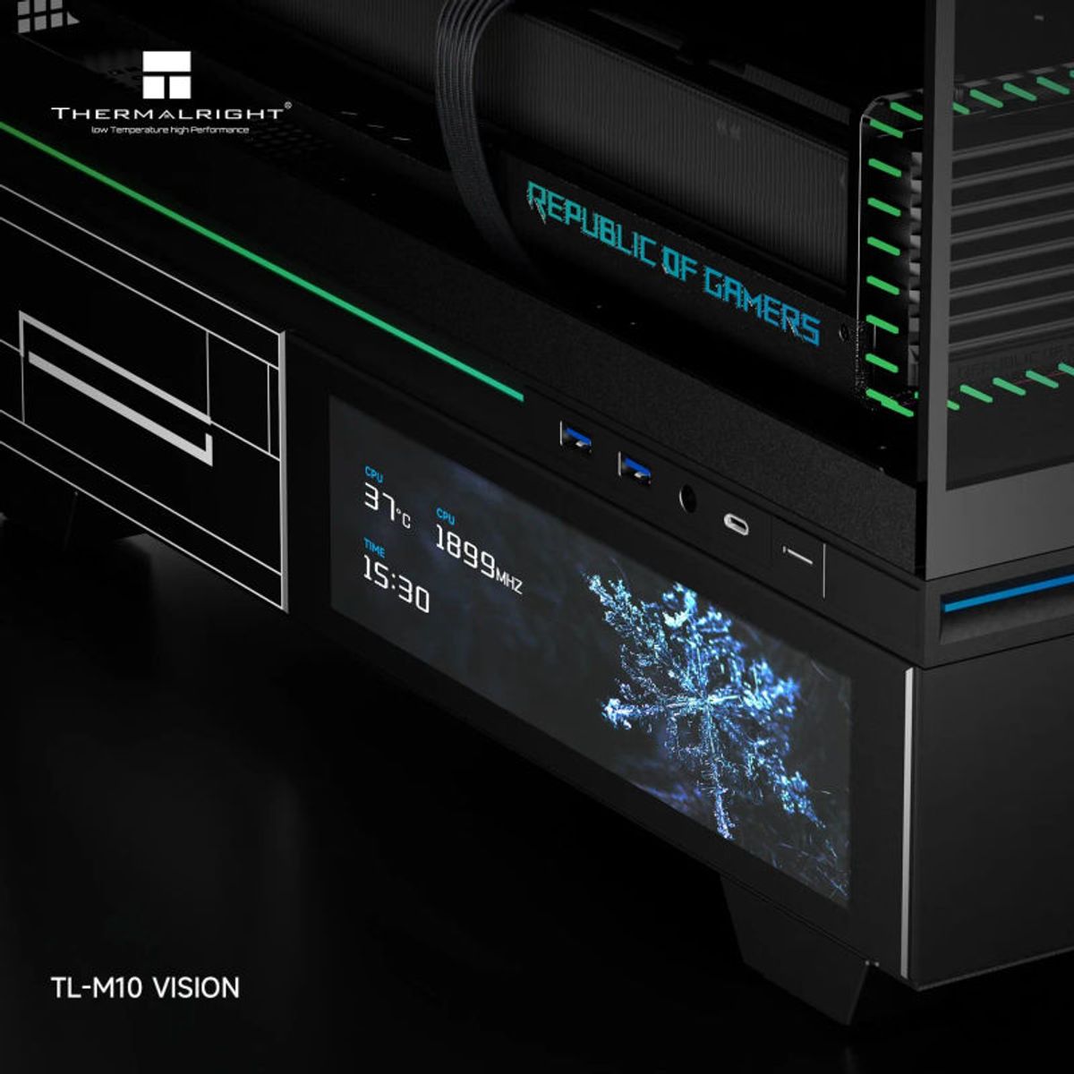 GENERICO - Thermalright Gabinete TL-M10 Vision Black M-ATX pantalla LCD