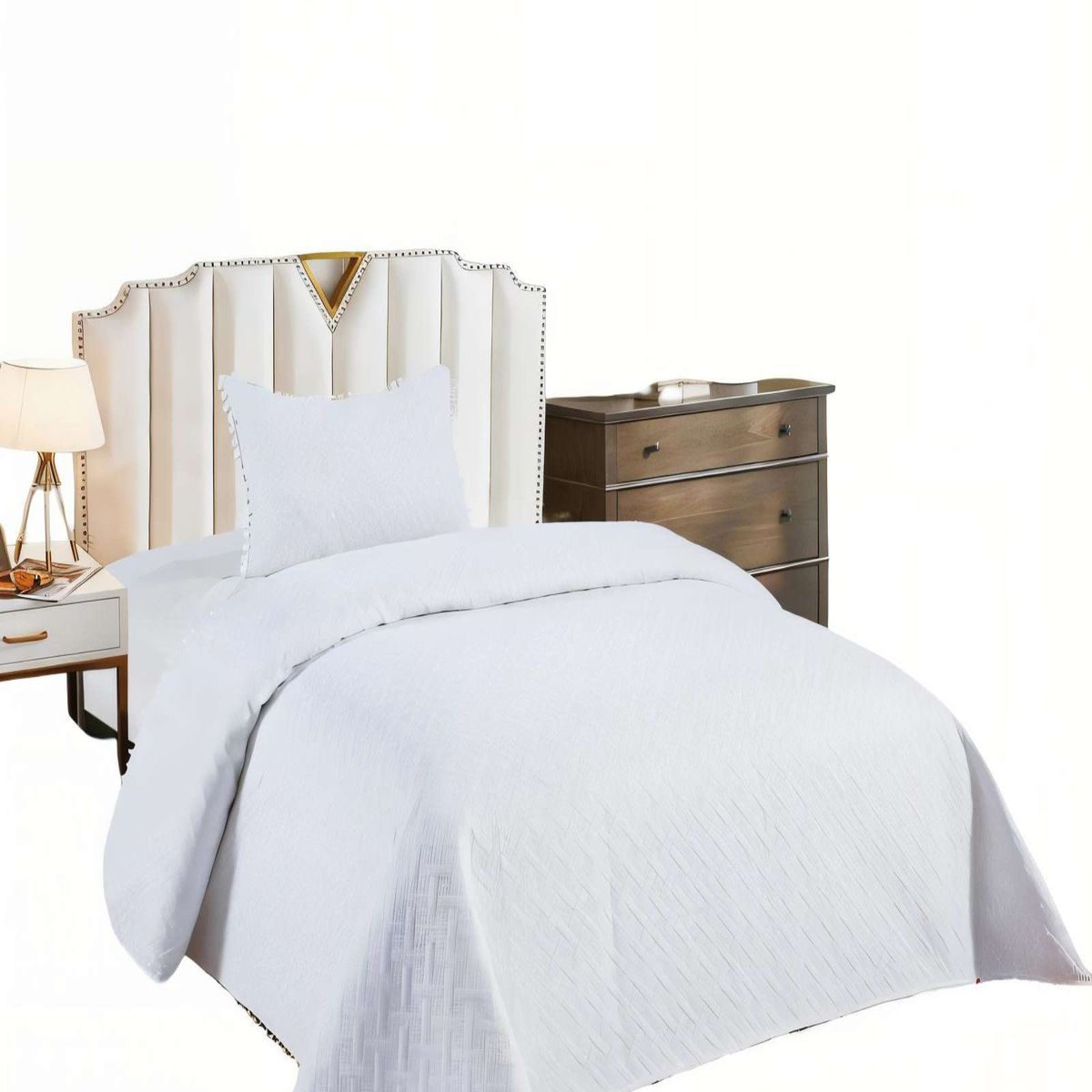 GENERICO - QUILT DE VERANO COLOR LISO CON POMPON PYM COLOR BLANCO_.