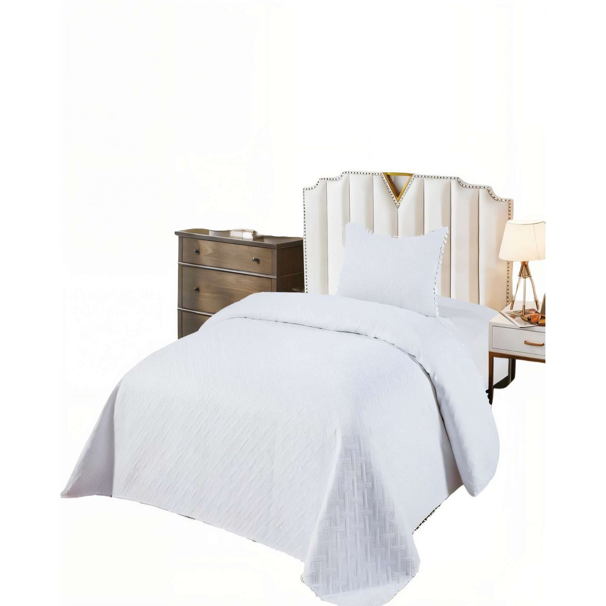 GENERICO - QUILT DE VERANO COLOR LISO CON POMPON KING COLOR BLANCO
