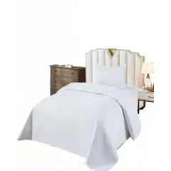 GENERICO - QUILT DE VERANO COLOR LISO CON POMPON KING COLOR BLANCO