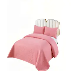 GENERICO - QUILT DE VERANO COLOR LISO CON POMPON KING COLOR ROSADO