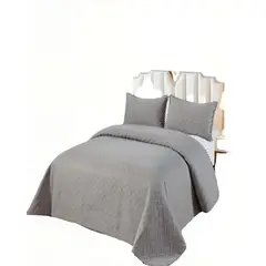 GENERICO - QUILT DE VERANO COLOR LISO CON POMPON KING COLOR GRIS
