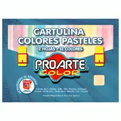 PROARTE - Pack 3 Cartulina Pintada Colores Pasteles 12 Colores