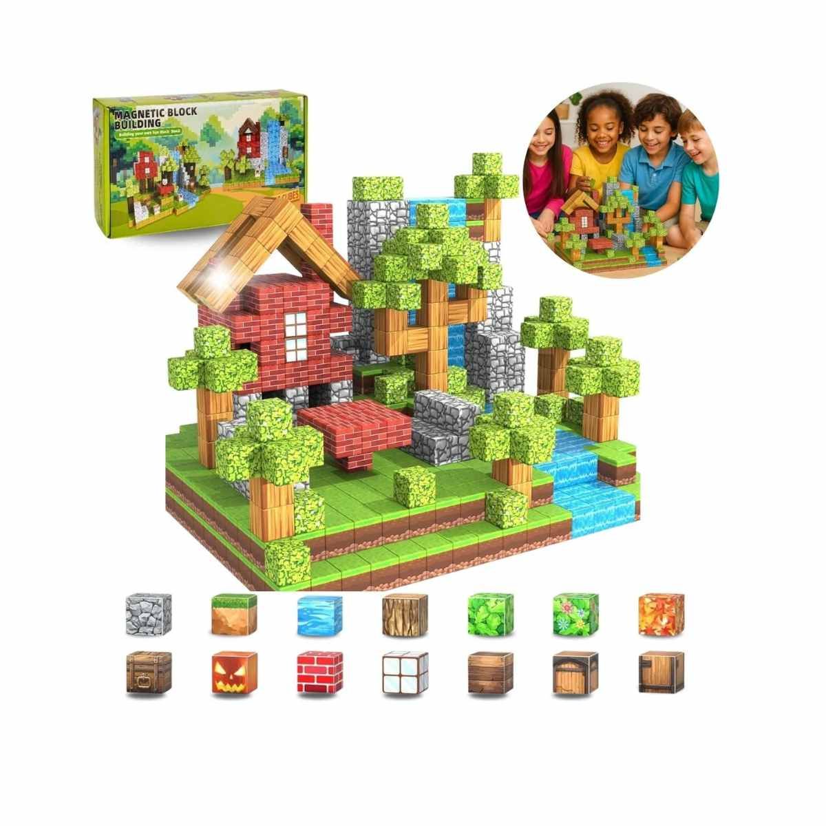 COMPUTECH - Bloques Magneticos de construccion 100 Piezas Cubos Iman