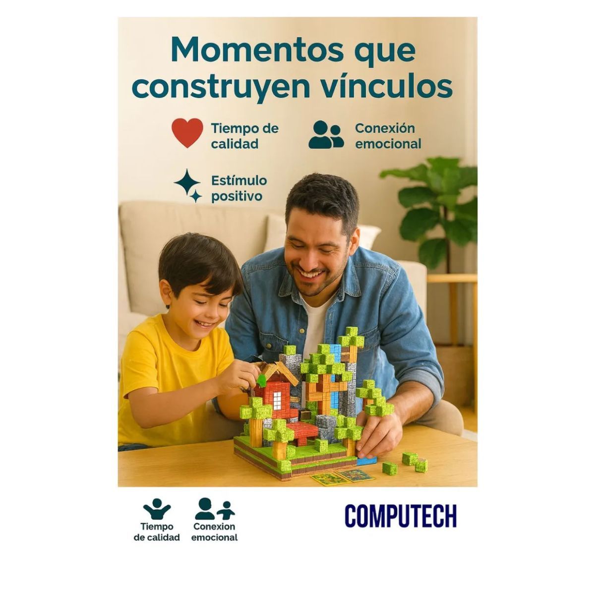 COMPUTECH - Bloques Magneticos de construccion 100 Piezas Cubos Iman