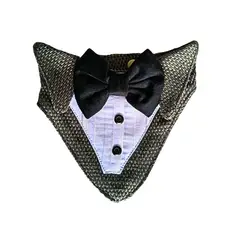 GENERICO - Bandana Para Mascotas Huesito Plomo Lazo Negro Talla M