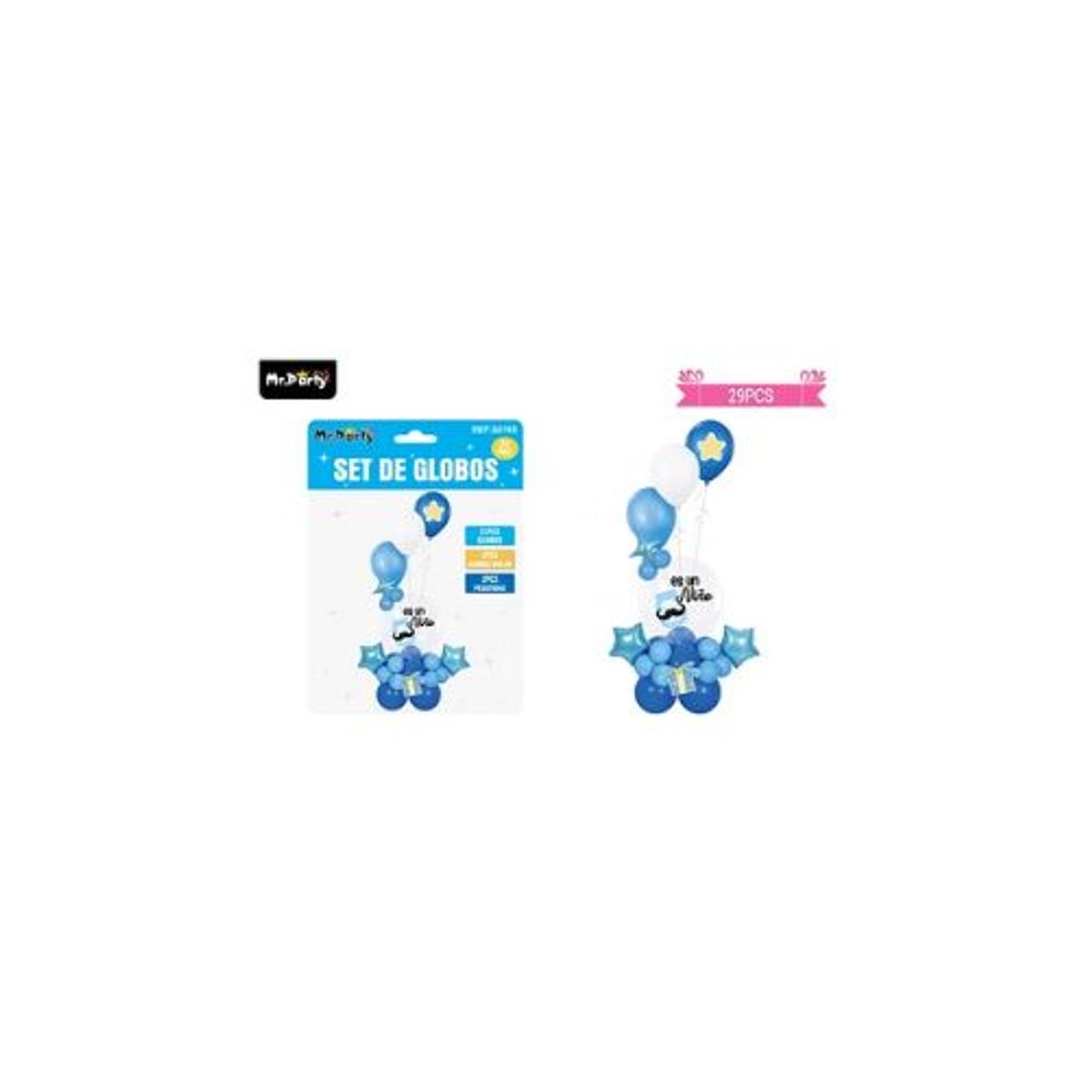 GENERICO - Set con globos burbujas baby shower azul 29pcs