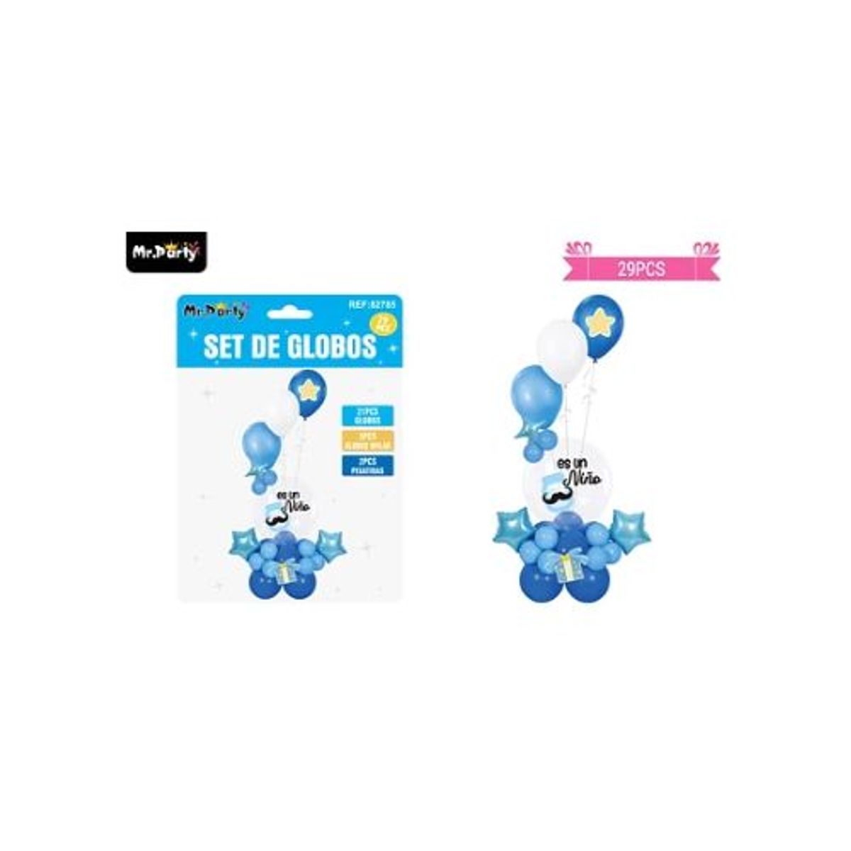 GENERICO - Set con globos burbujas baby shower azul 29pcs