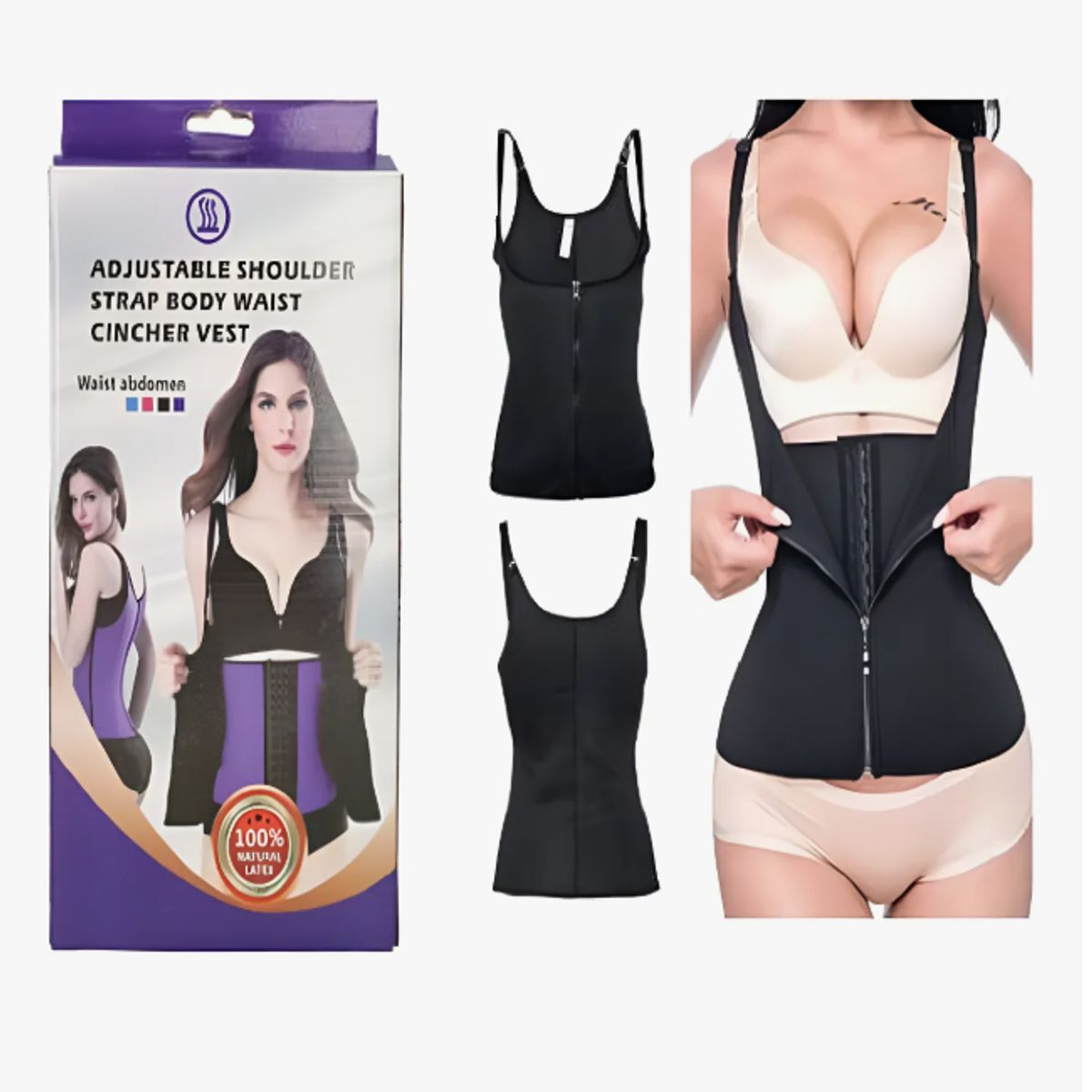 IRM - Faja Reductora Ajustable Mujer Faja Abdominal Hombro Chaleco Negro U
