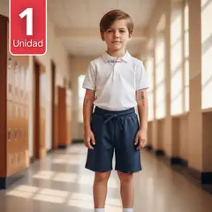 UTILISIMO - Pantalon Corto Short Niño Algodón Deportivo Escolar Azul Marino