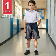 UTILISIMO - Pantalon Corto Short Niño Algodón Deportivo Escolar Azul Marino