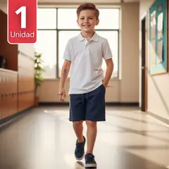 UTILISIMO - Pantalon Corto Short Niño Algodón Deportivo Escolar Azul Marino