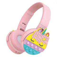TECNOLAB - Audifonos Inalambricos Bluetooth PopIt Diseño Unicornio Rosa