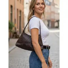 ANONIMASTORE - Cartera Trenzada con cierre chocolate