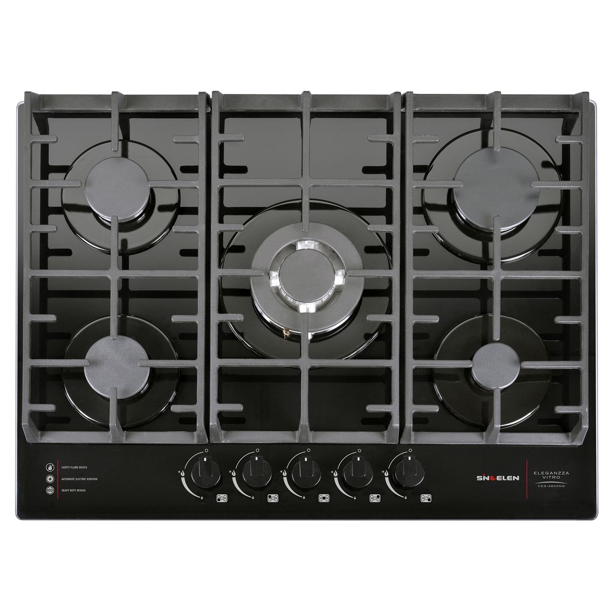 SINDELEN - Encimera Gas Vidrio Templado CEG-4800NG 5 Quemadores