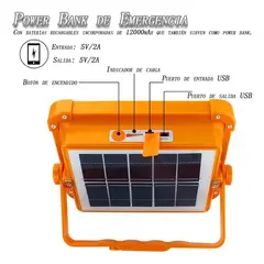 GENERICO - Lampara de emergencia foco solar recargable Led camping