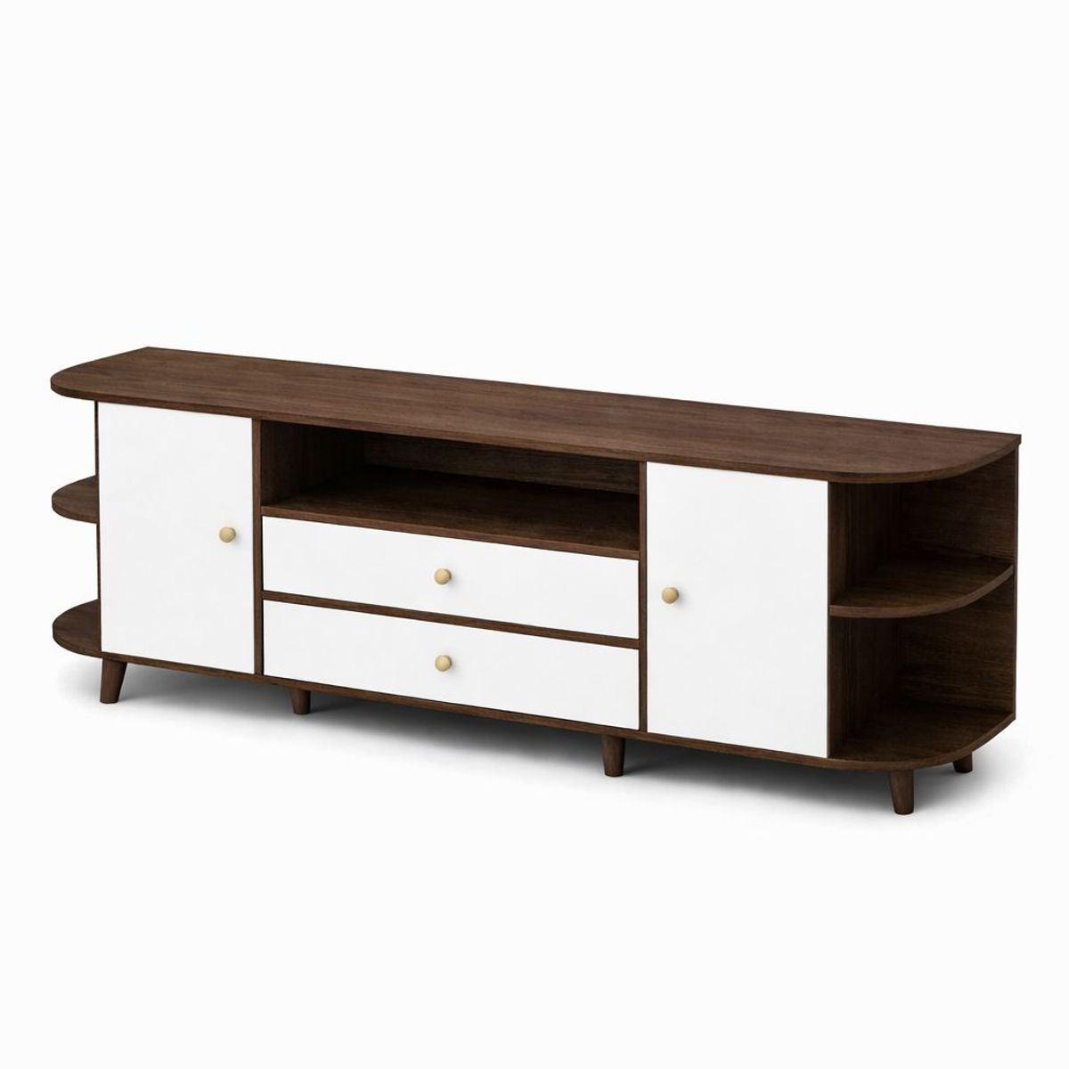 Mueble de Tv Rack Moderno 140x30x55 Estilo Escandinavo con Cajones Puerta Estantes Abiertos.., marca ACTUAL - Foto Principal