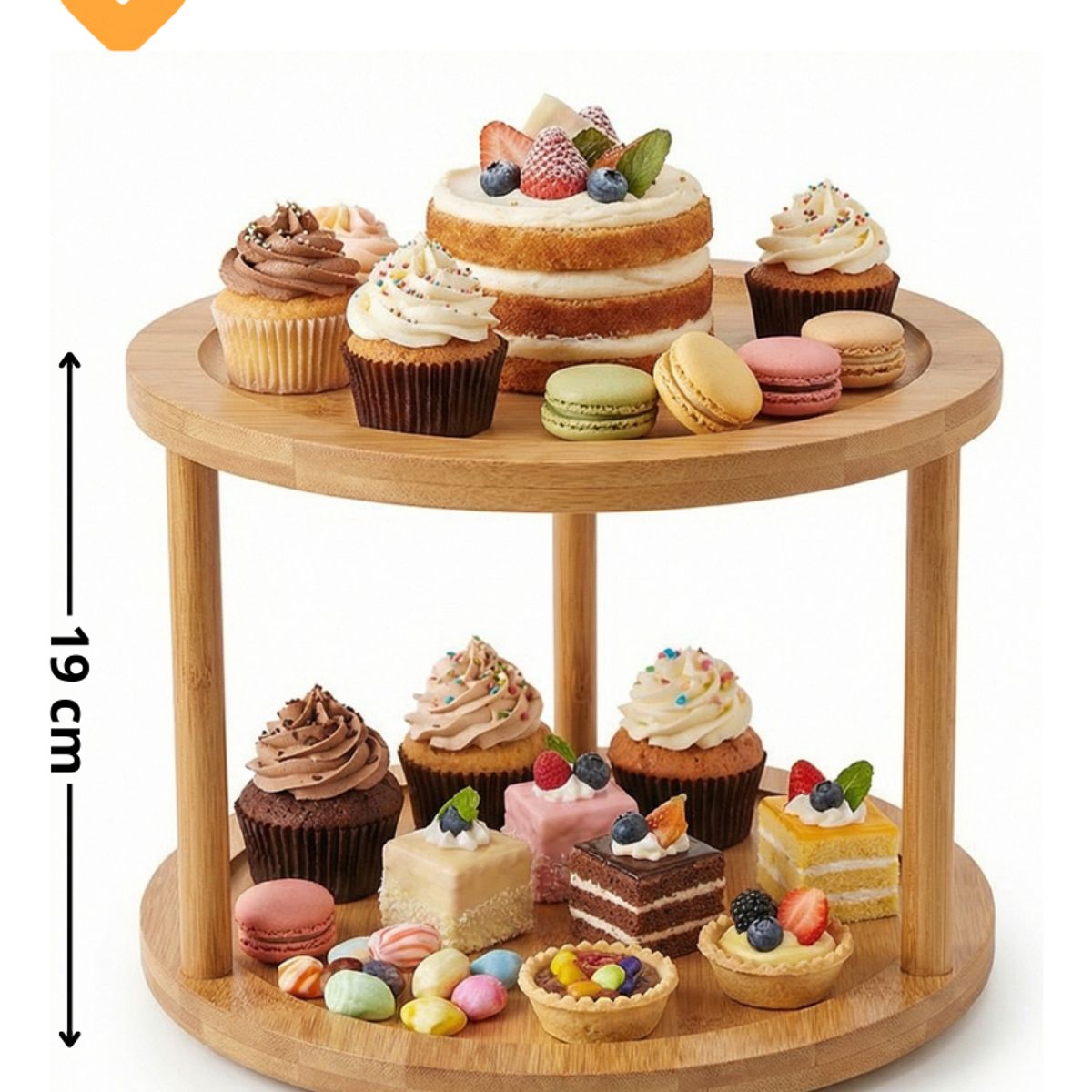 GENERICO - Porta Cupcake Giratorio Bambu Estante Organizador Dulces