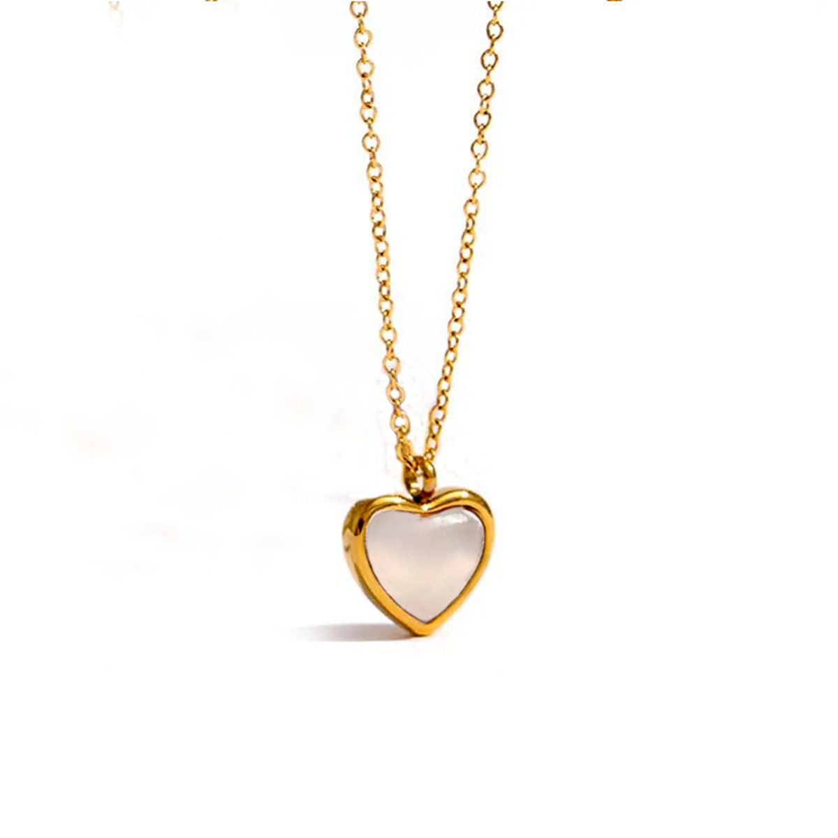 LUXURYJOYAS - Collar Corazón piedra ágata sello oro 18k LUXURYJOYAS