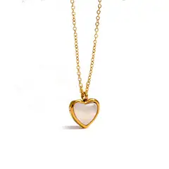 LUXURYJOYAS - Collar Corazón piedra ágata sello oro 18k