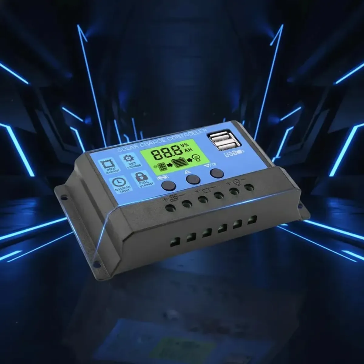 GENERICO - Regulador Eoland Controlador De Carga Solar Pwm Digital 12v 24v 10a Con Pantalla Lcd Y Puertos Usb