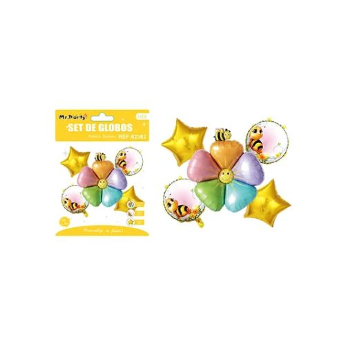 GENERICO - Set de globos metálicos abeja 5pcs