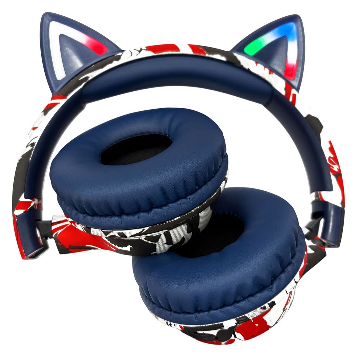 TECNOLAB - Audifono Inalámbrico Bluetooth Oreja De Gato Luces RGB Rojo