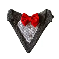 GENERICO - Bandana Para Mascotas Huesito Plomo Lazo Rojo Talla M