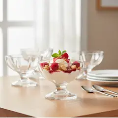 GENERICO - Set 6 Copa De Vidrio Para Helado Postre Diseño Clásico
