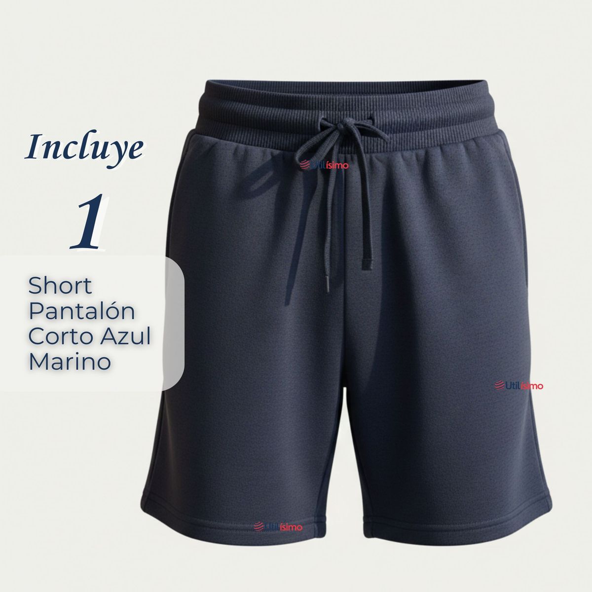 UTILISIMO - Pantalón Corto Short Juvenil Algodón Deportivo Escolar Azul Marino