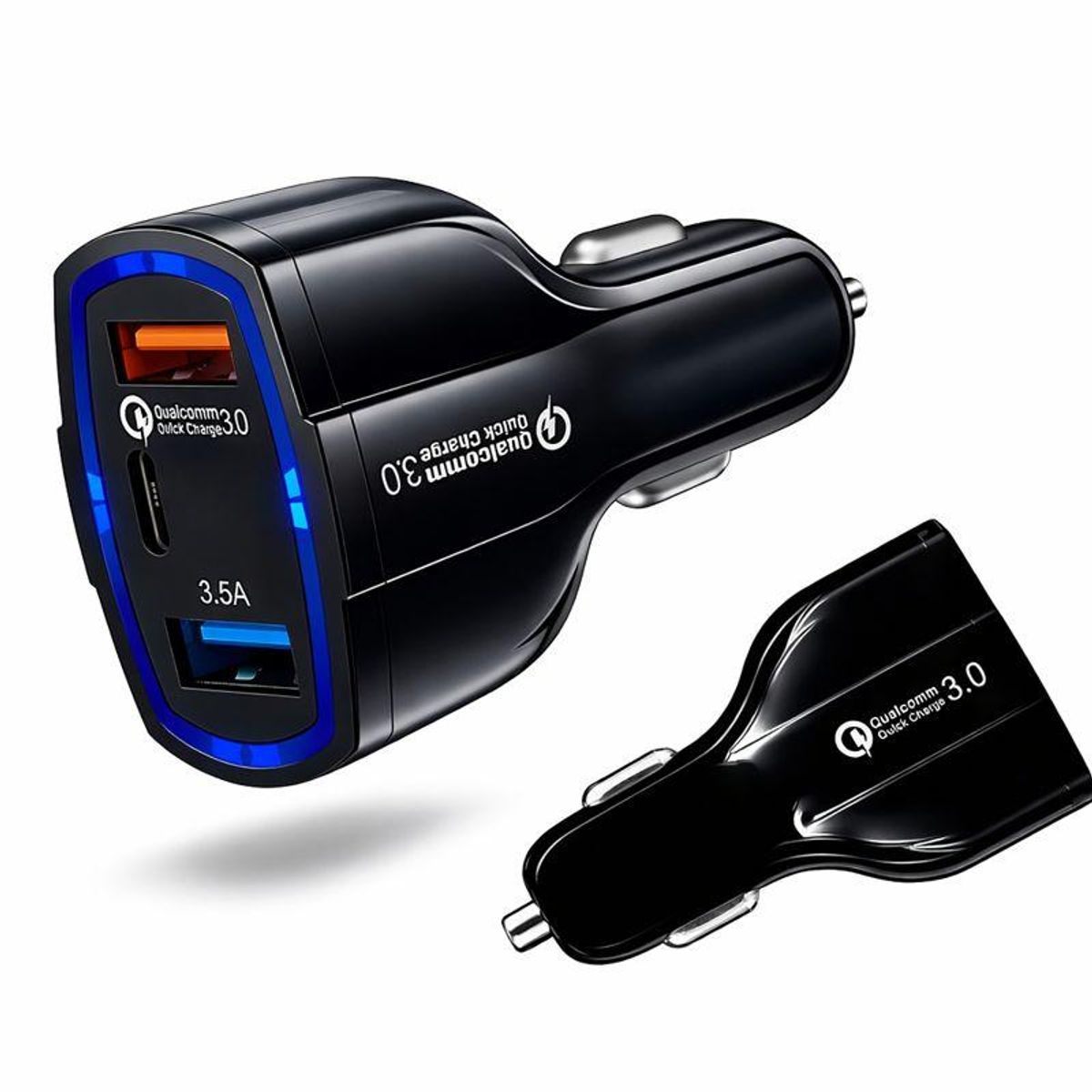 GENERICO - Cargador Rápido Auto Doble USB + Tipo C QC 30