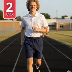 UTILISIMO - Pack 2 Pantalón Corto Short Escolar Juvenil Algodón Deportivo Azul Marino