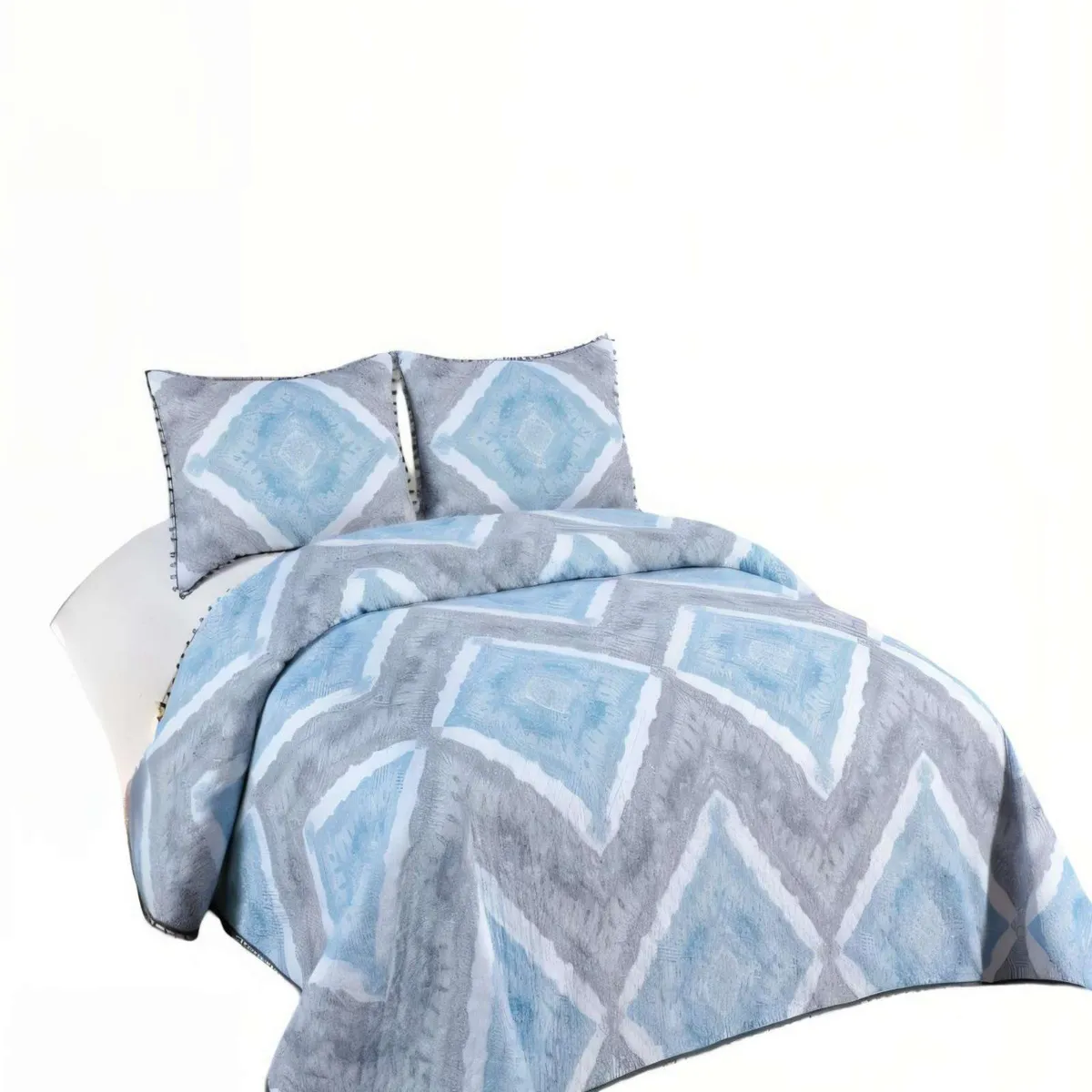 GENERICO - CUBRECAMA DE VERANO CON DISENO Y POMPON 2P COLOR GRIS