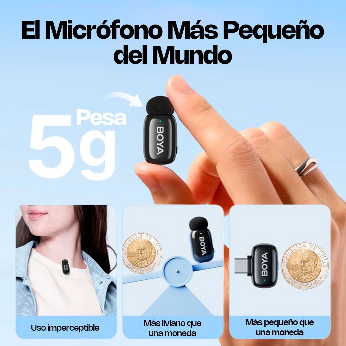 BOYA - Micrófono Inalámbrico Para iPhone Boya Mini con inteligencia artificial y Cambio De Voz