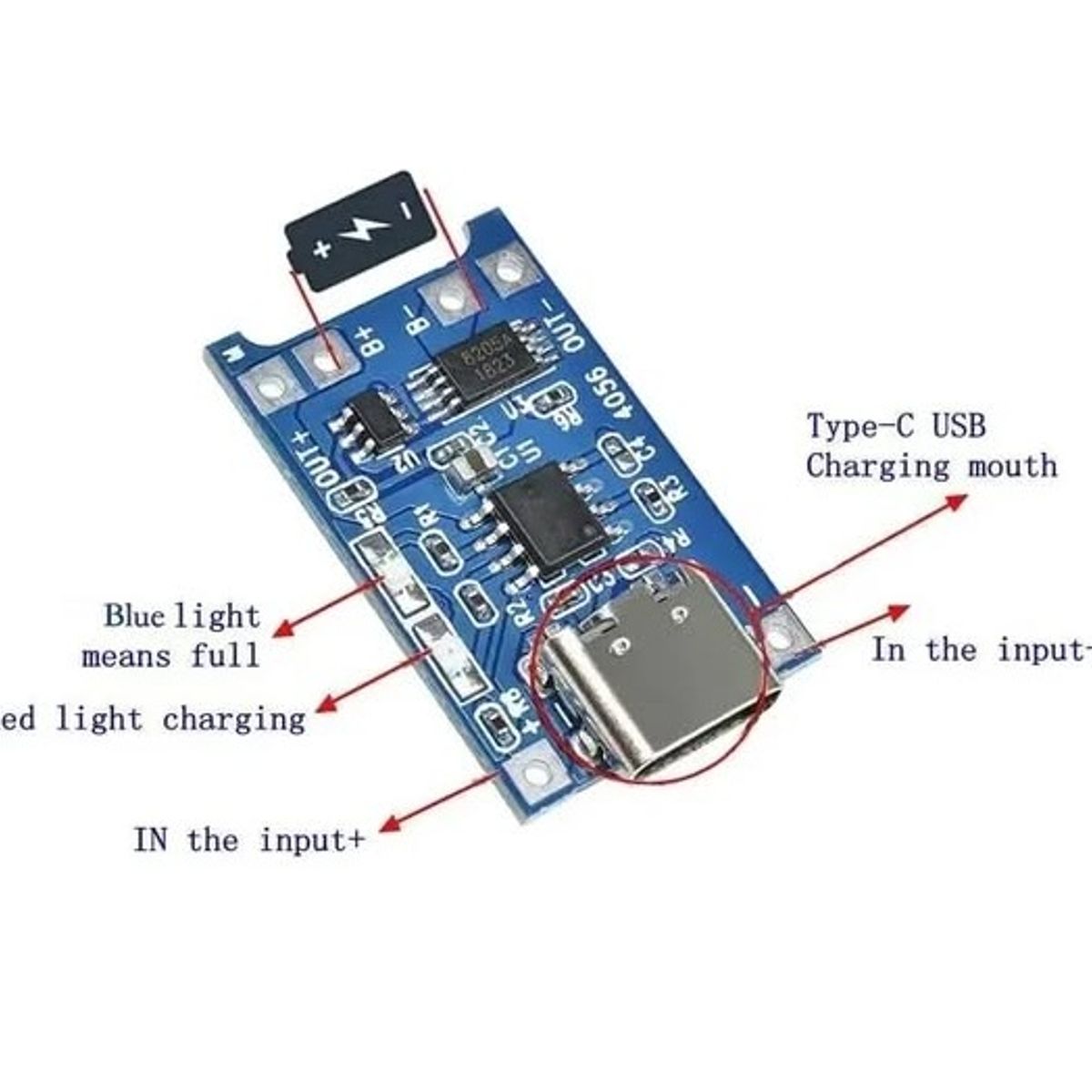 GENERICO - Pack 5 Pcs Modulo de carga Tp4056 con protección - Usb C