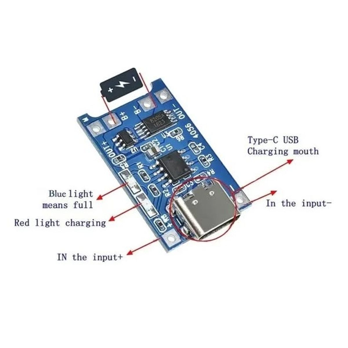 GENERICO - Pack 5 Pcs Modulo de carga Tp4056 con protección - Usb C