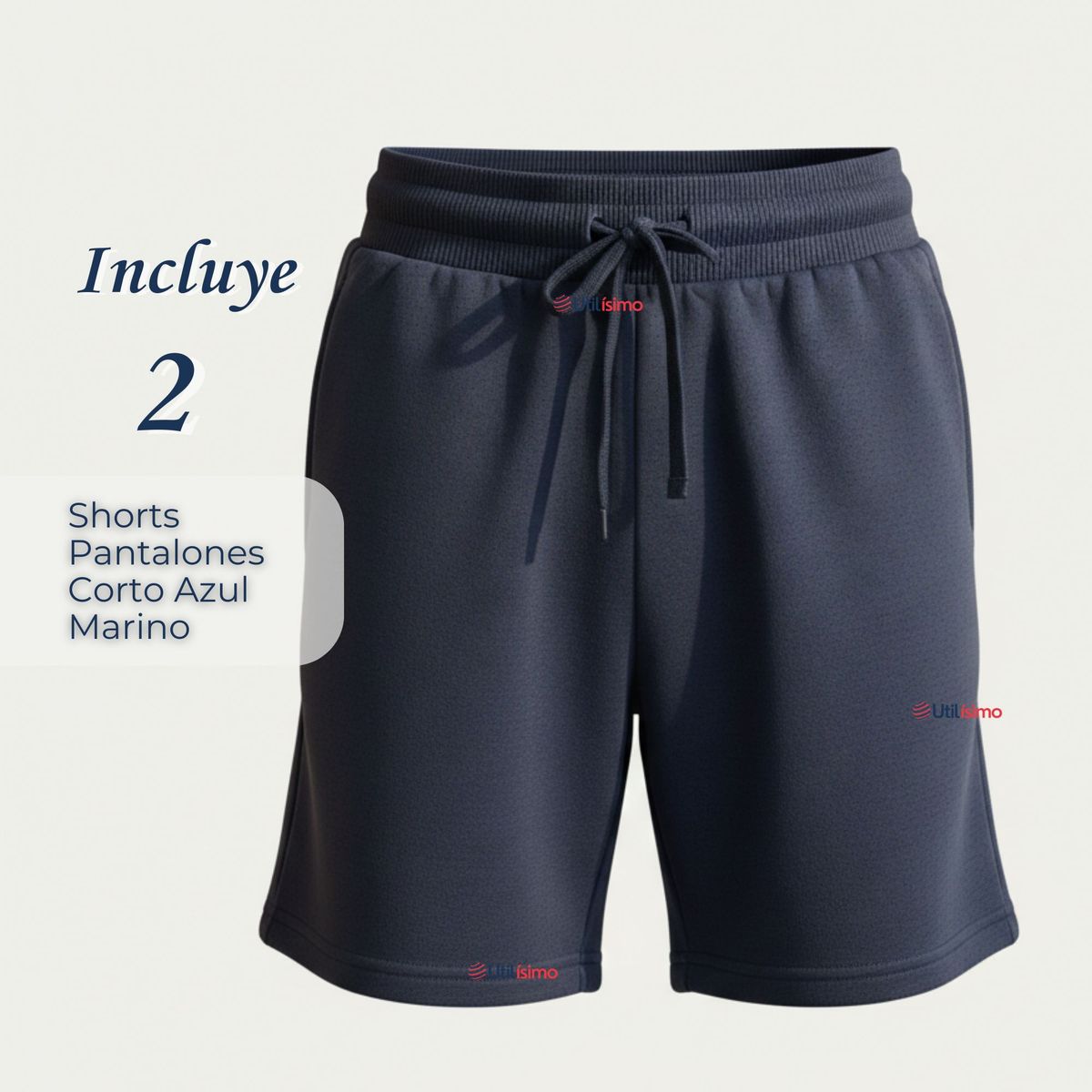 UTILISIMO - Pack 2  Pantalón Corto Short Escolar Niño Algodón Deportivo Azul Marino