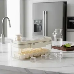 GENERICO - Cubetera Para Hielo Doble Con Contenedor Y Tapa Liberadora