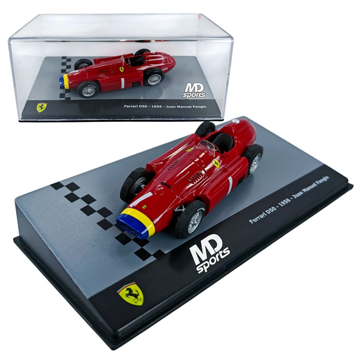 FORMULA 1 - Auto Formula 1 Ferrari D50 1956 #1 Juan Manuel Fangio Caja Acrilica IXO 1:43
