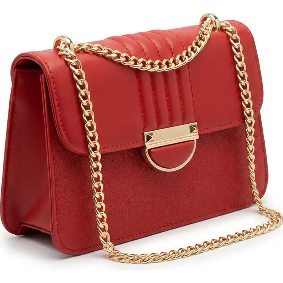 BOVINITA - Cartera Mujer Bandolera Roja Cadena Dorada Casual Handbag