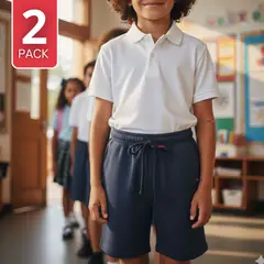 UTILISIMO - Pack 2 Pantalón Corto Short Escolar Niño Algodón Deportivo Azul Marino