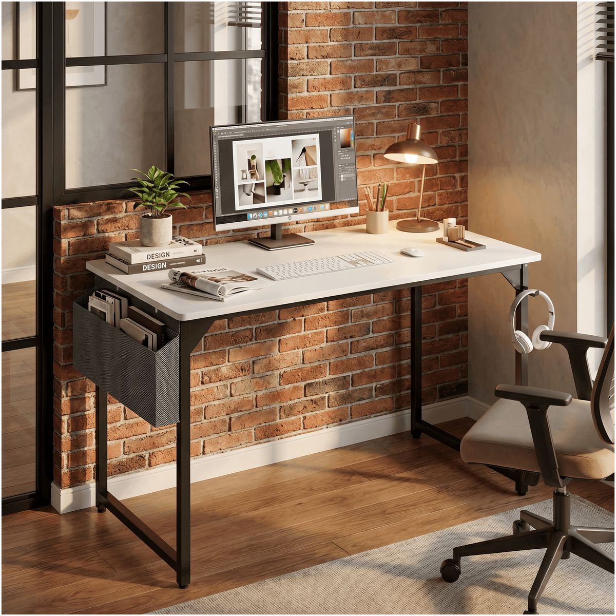 HOMER DESIGN - Escritorio Pedra 100cm con Bolsillo Gancho Lateral Firme