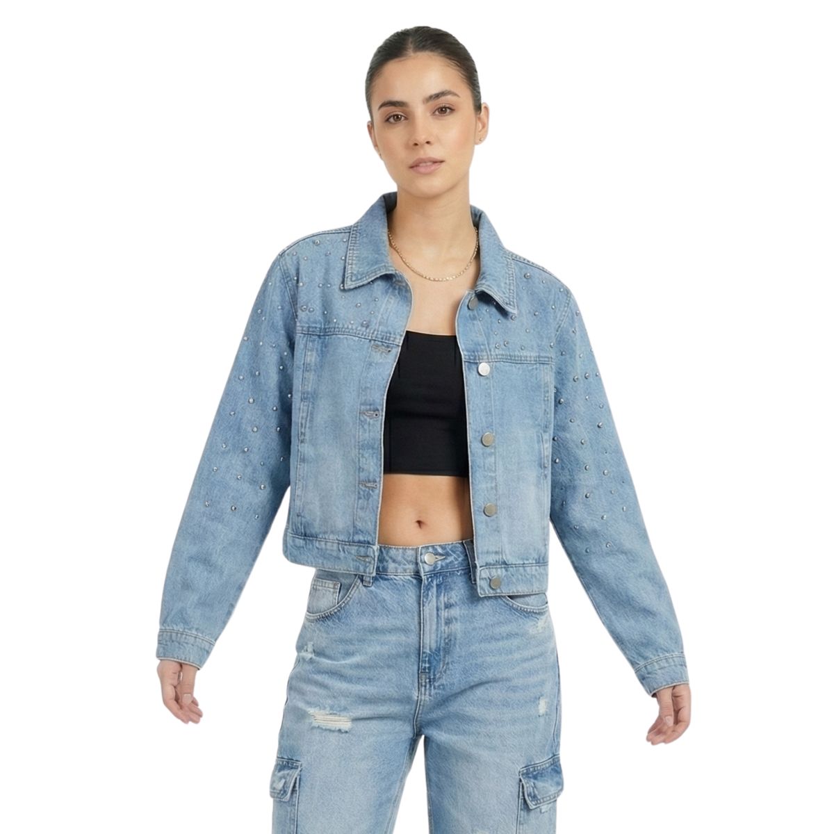 D'JOE - Chaqueta Denim Brillante Mujer Lawrense