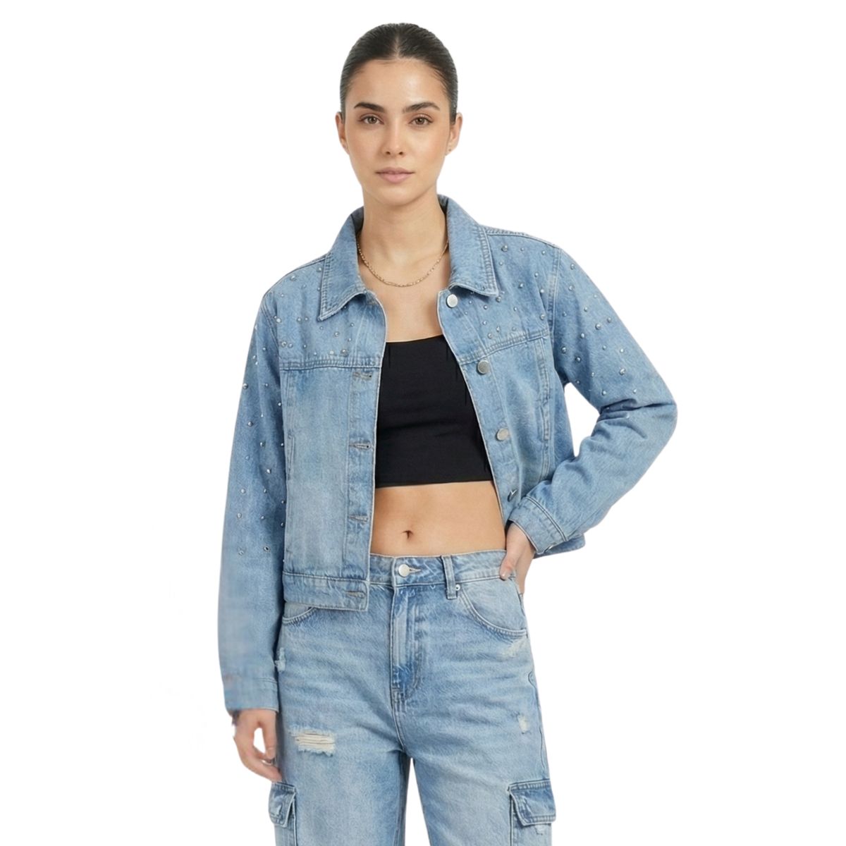 D'JOE - Chaqueta Denim Brillante Mujer Lawrense
